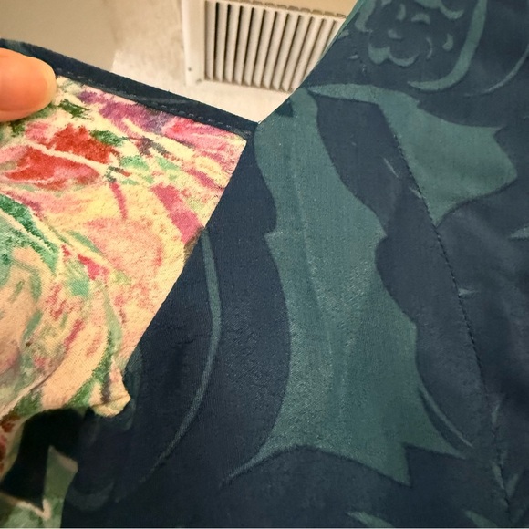 Maeve Anthropologie Floral Cold Shoulder Teal Midi Length Dress Sz 4 Modest - Picture 14 of 14